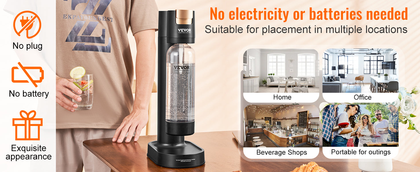 SucceBuy Sparkling Water Maker, Soda Maker Machine for Home Carbonating, Seltzer Water Starter Kit with BPA free 1L PET Bottle