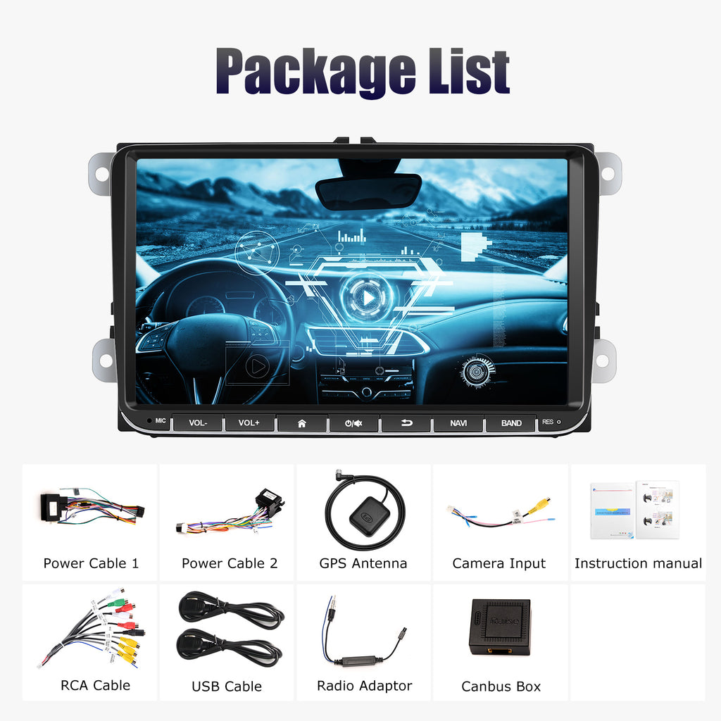 9" Android 14 4G+64G Wireless Carplay Car Stereo GPS NAVI WIFI RDS FM BT EQ for VW Golf 5 6 Passat Polo Touran Tiguan Caddy EOS