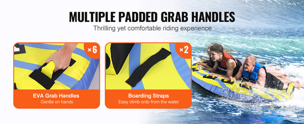 SucceBuy Towable Tube for Boating, 1-3 People Inflatable Towable Tube with Bumper Fins, 510lb Water Sport Towable Tubes for Boat