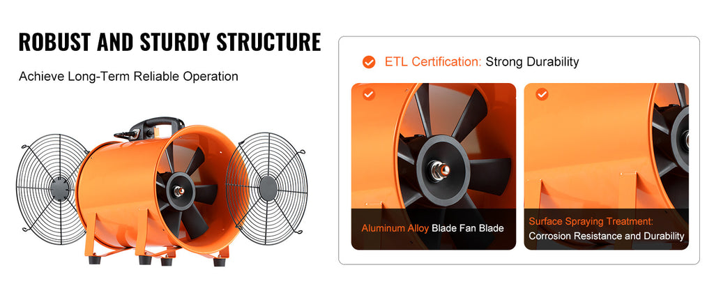 SucceBuy Exhaust Fan 10/12inch Industrial Ventilation Fan Exhaust Blower with 10M PVC Duct Hose Ventilator for Homeuse Warehouse