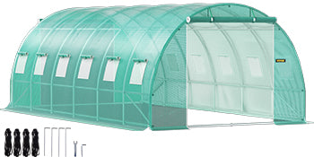 SucceBuy Walk-in Tunnel Greenhouse Galvanized Frame & Waterproof Cover 15x7x7/10x7x7/20x10x7/12x7x7 ft Greenhouses & Cold Frames