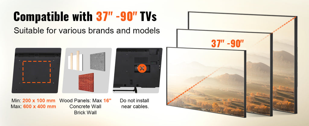 SucceBuy Full Motion TV Mount Fit for 26-90in TVs Swivel Tilt Horizontal Adjustment TV Wall Mount Bracket W/ Articulating Arms