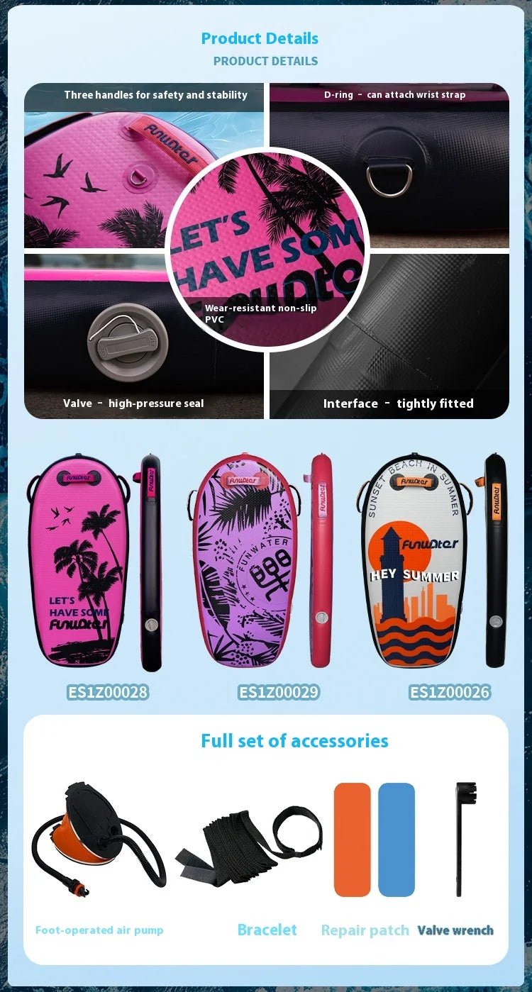 Upgrade PVC Inflatable Surfboard Portable Swimming Paddle Board Durable Scratch - resistant High - strength Brushed Fabric Bodyboard - Firu Total Sales