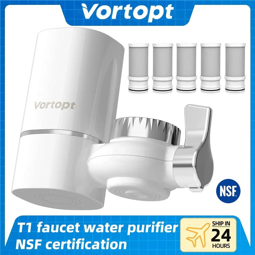 Vortopt Faucet Water Filter NSF International Certified, a set of 5pcs filter cartridges for purifying 400 gallons of water - Firu Total Sales
