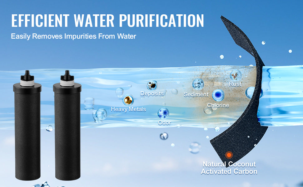 SucceBuy 1.5G 2.25G Gravity-fed Water Filter System 304 Stainless-Steel Water Filtration System Countertop with 2 Carbon Filters