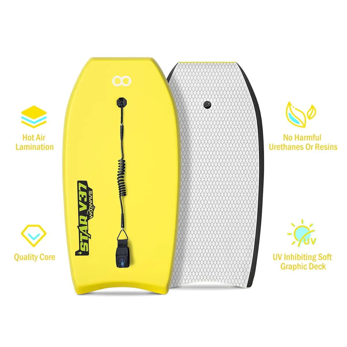 Woowave 33" High Quality IXPE Soft Surfboard Bodyboard with Surf Leash Customize Surfing Board for Kids - Firu Total Sales